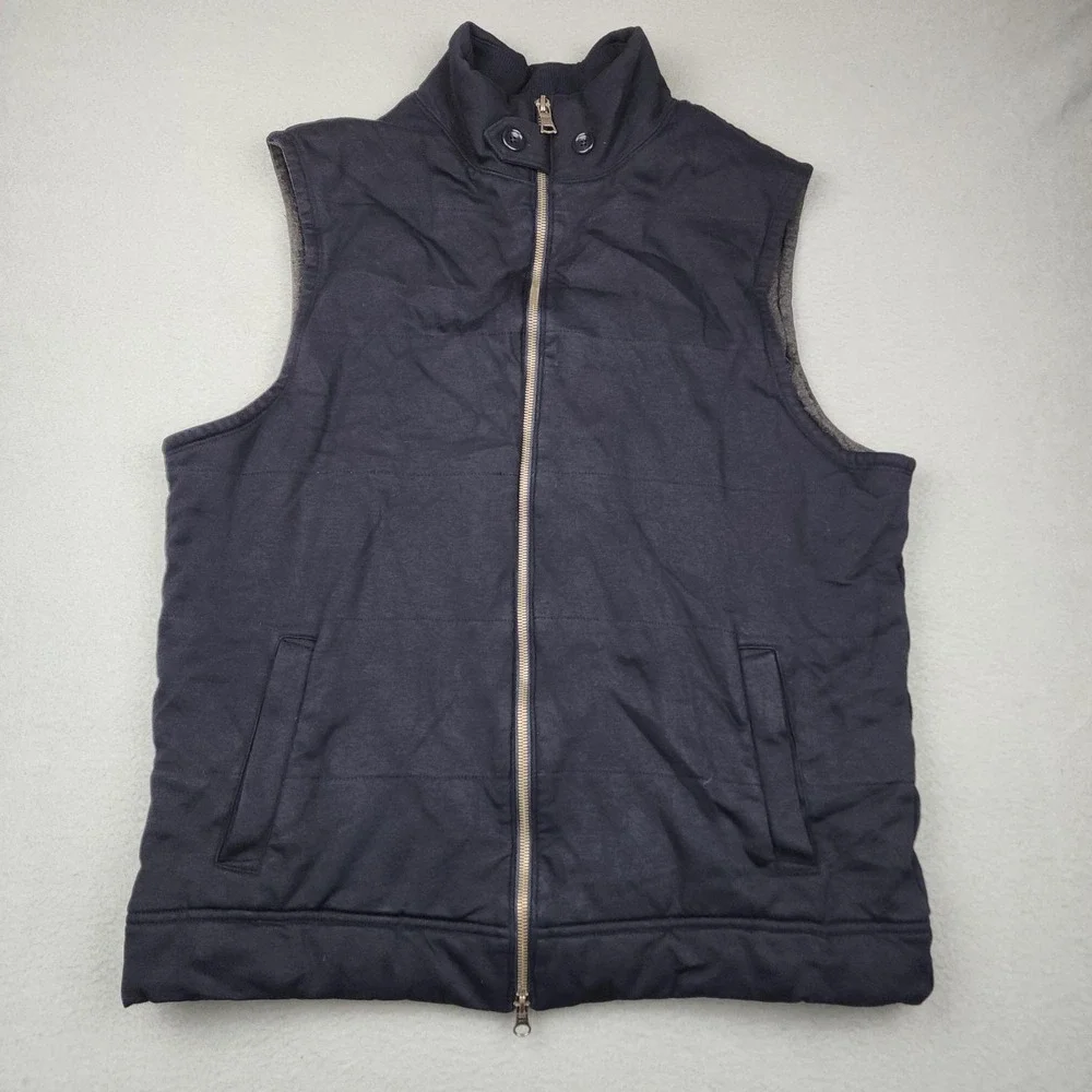 Banana Republic Vest Mens Large Navy Blue Quilted Full Zip Insulated Casual